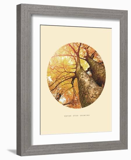 Inspirational Circle Design - Autumn Trees: Never Stop Growing-Subbotina Anna-Framed Art Print