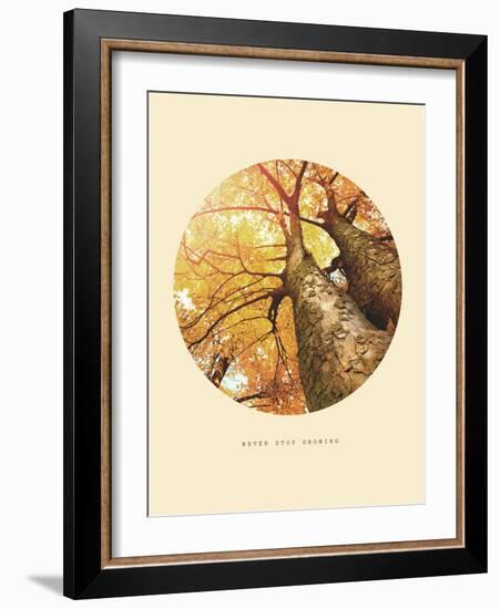 Inspirational Circle Design - Autumn Trees: Never Stop Growing-Subbotina Anna-Framed Art Print