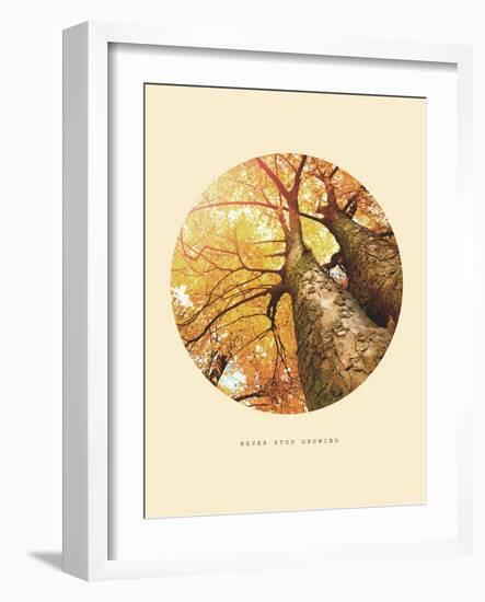 Inspirational Circle Design - Autumn Trees: Never Stop Growing-Subbotina Anna-Framed Art Print