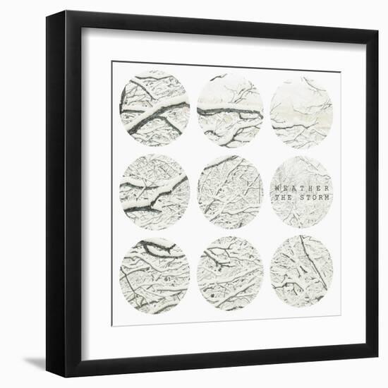 Inspirational Circle Design - Snowy Branches-WizData-Framed Art Print