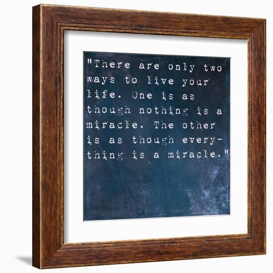 Inspirational Quote By Albert Einstein On Earthy Blue Background-nagib-Framed Art Print