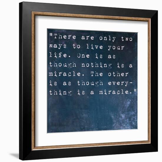 Inspirational Quote By Albert Einstein On Earthy Blue Background-nagib-Framed Art Print