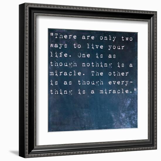 Inspirational Quote By Albert Einstein On Earthy Blue Background-nagib-Framed Art Print