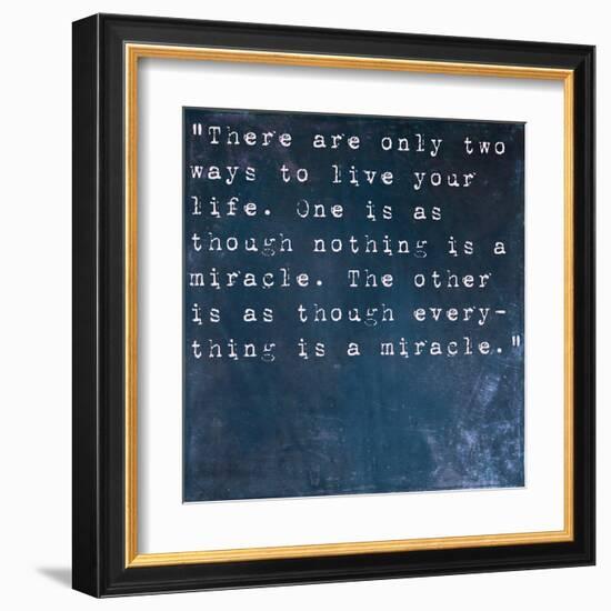 Inspirational Quote By Albert Einstein On Earthy Blue Background-nagib-Framed Art Print