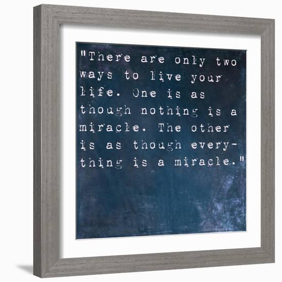 Inspirational Quote By Albert Einstein On Earthy Blue Background-nagib-Framed Premium Giclee Print