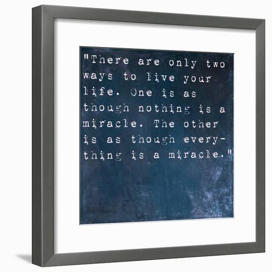 Inspirational Quote By Albert Einstein On Earthy Blue Background-nagib-Framed Premium Giclee Print