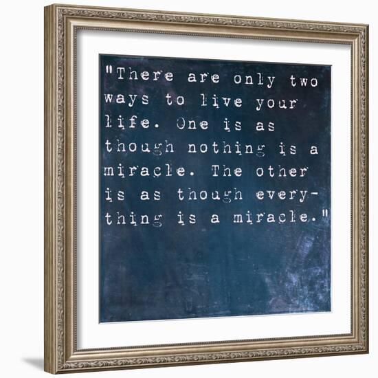 Inspirational Quote By Albert Einstein On Earthy Blue Background-nagib-Framed Art Print