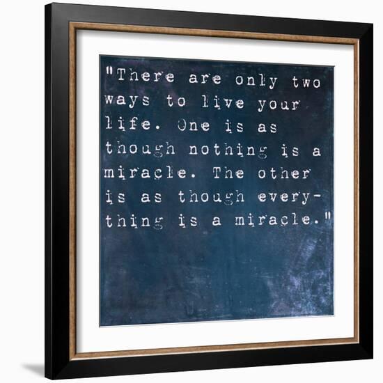 Inspirational Quote By Albert Einstein On Earthy Blue Background-nagib-Framed Art Print