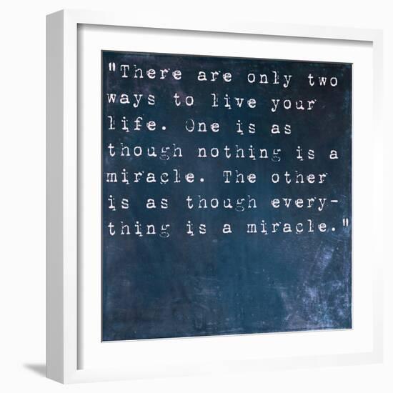 Inspirational Quote By Albert Einstein On Earthy Blue Background-nagib-Framed Art Print