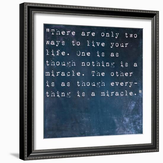 Inspirational Quote By Albert Einstein On Earthy Blue Background-nagib-Framed Art Print