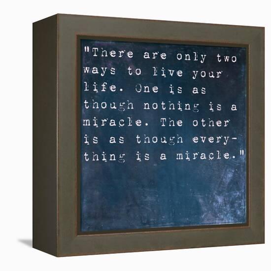 Inspirational Quote By Albert Einstein On Earthy Blue Background-nagib-Framed Stretched Canvas