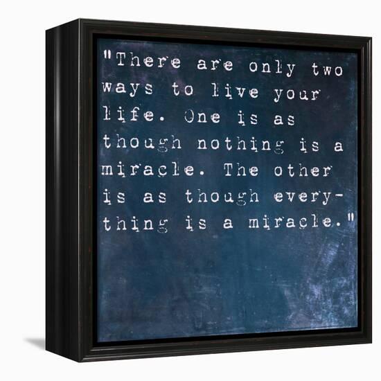 Inspirational Quote By Albert Einstein On Earthy Blue Background-nagib-Framed Stretched Canvas