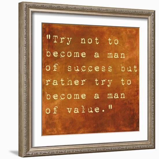 Inspirational Quote By Albert Einstein On Earthy Brown Background-nagib-Framed Art Print