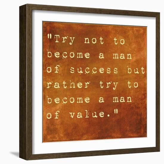 Inspirational Quote By Albert Einstein On Earthy Brown Background-nagib-Framed Art Print