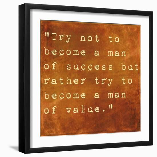 Inspirational Quote By Albert Einstein On Earthy Brown Background-nagib-Framed Art Print