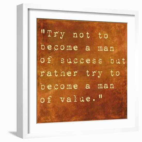 Inspirational Quote By Albert Einstein On Earthy Brown Background-nagib-Framed Art Print