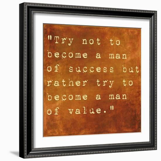 Inspirational Quote By Albert Einstein On Earthy Brown Background-nagib-Framed Art Print