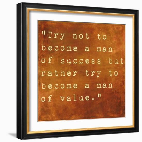 Inspirational Quote By Albert Einstein On Earthy Brown Background-nagib-Framed Art Print