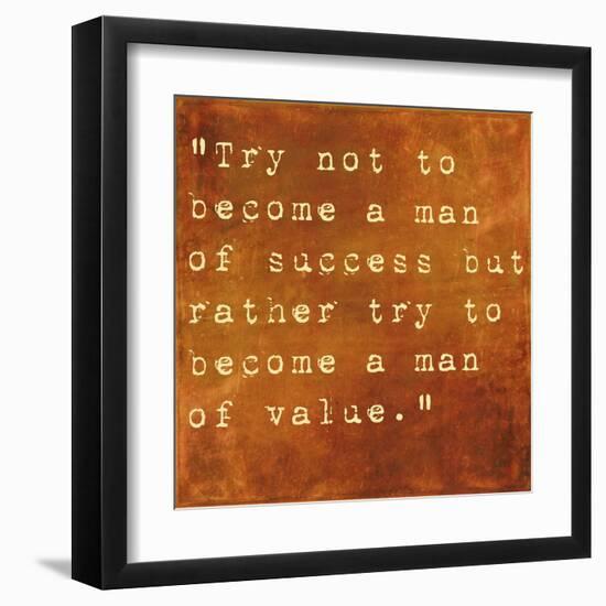 Inspirational Quote By Albert Einstein On Earthy Brown Background-nagib-Framed Art Print