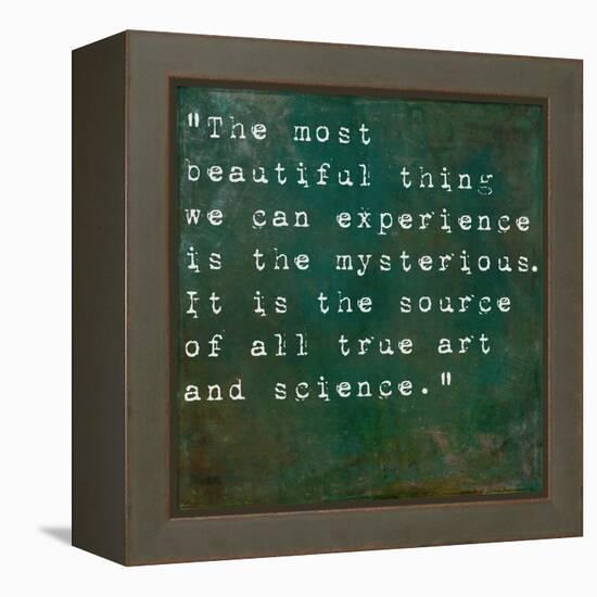 Inspirational Quote By Albert Einstein On Earthy Green Background-nagib-Framed Stretched Canvas