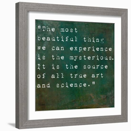 Inspirational Quote By Albert Einstein On Earthy Green Background-nagib-Framed Art Print