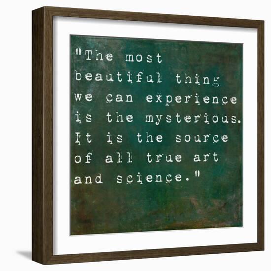 Inspirational Quote By Albert Einstein On Earthy Green Background-nagib-Framed Art Print