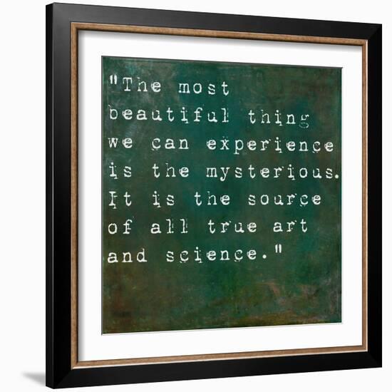 Inspirational Quote By Albert Einstein On Earthy Green Background-nagib-Framed Art Print