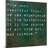 Inspirational Quote By Albert Einstein On Earthy Green Background-nagib-Mounted Art Print