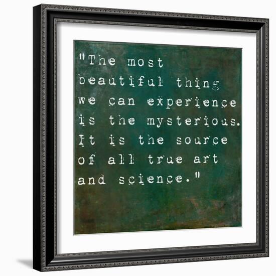 Inspirational Quote By Albert Einstein On Earthy Green Background-nagib-Framed Art Print