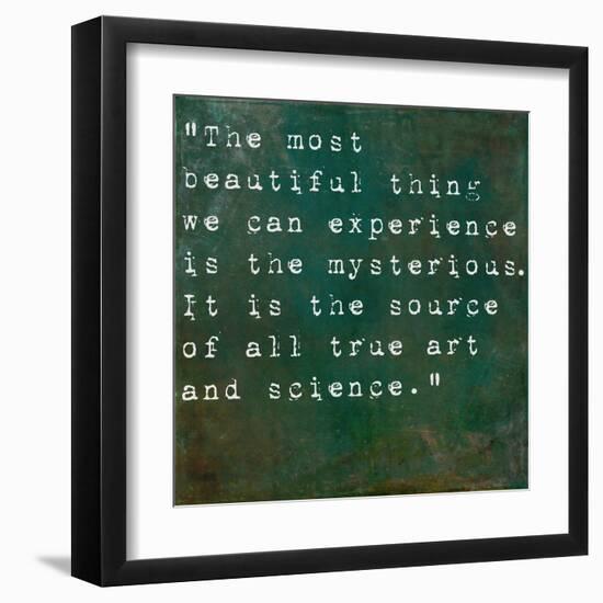 Inspirational Quote By Albert Einstein On Earthy Green Background-nagib-Framed Art Print