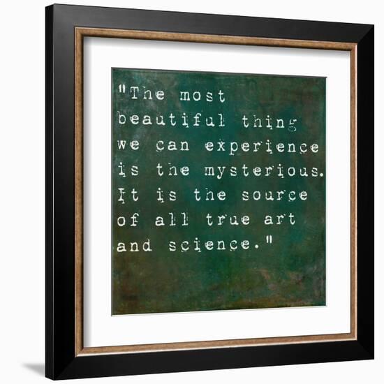 Inspirational Quote By Albert Einstein On Earthy Green Background-nagib-Framed Art Print