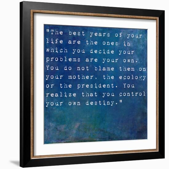 Inspirational Quote By Albert Ellis On Earthy Blue Background-nagib-Framed Art Print