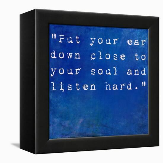 Inspirational Quote By Anne Sexton On Earthy Blue Background-nagib-Framed Stretched Canvas