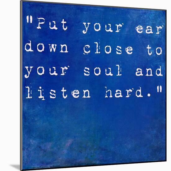 Inspirational Quote By Anne Sexton On Earthy Blue Background-nagib-Mounted Art Print