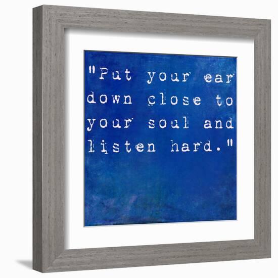 Inspirational Quote By Anne Sexton On Earthy Blue Background-nagib-Framed Art Print