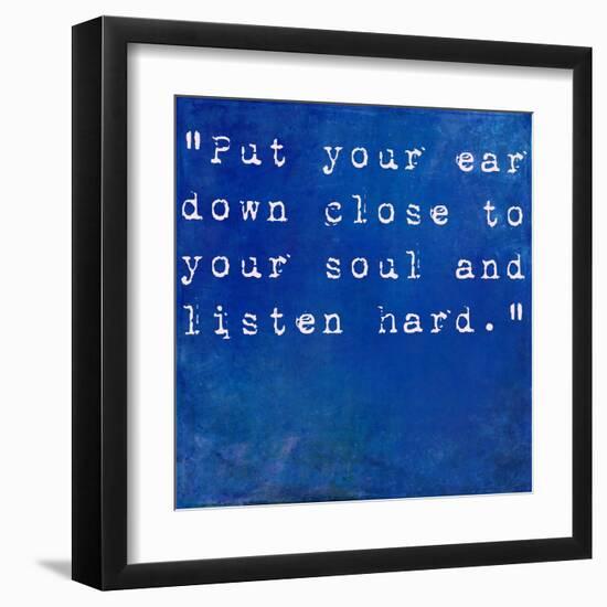 Inspirational Quote By Anne Sexton On Earthy Blue Background-nagib-Framed Art Print