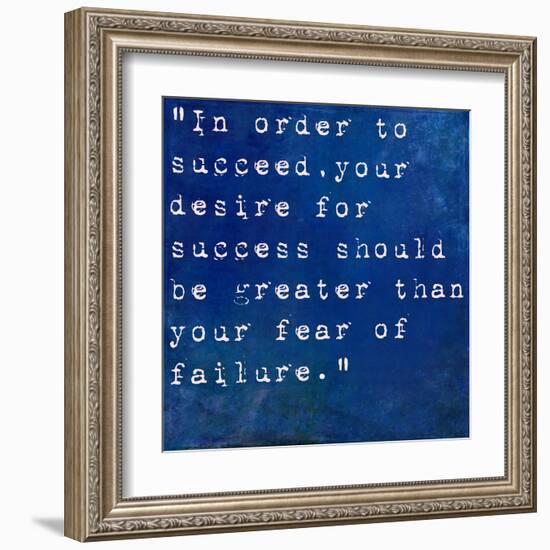 Inspirational Quote By Bill Cosby On Earthy Blue Background-nagib-Framed Art Print