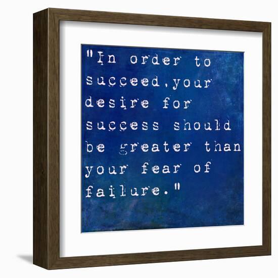 Inspirational Quote By Bill Cosby On Earthy Blue Background-nagib-Framed Art Print