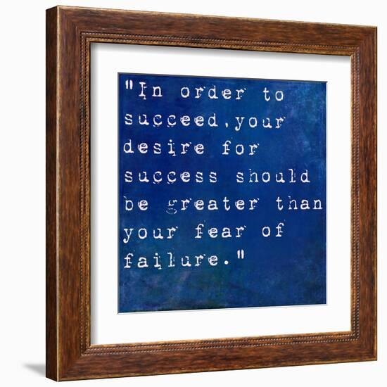 Inspirational Quote By Bill Cosby On Earthy Blue Background-nagib-Framed Art Print