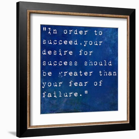 Inspirational Quote By Bill Cosby On Earthy Blue Background-nagib-Framed Art Print