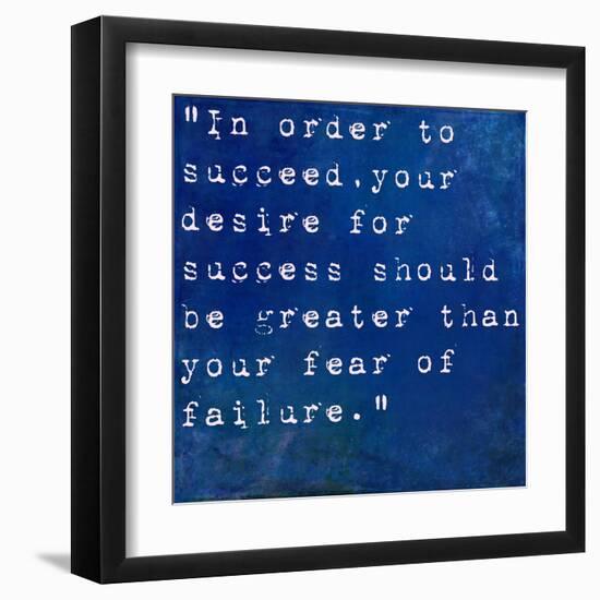 Inspirational Quote By Bill Cosby On Earthy Blue Background-nagib-Framed Art Print