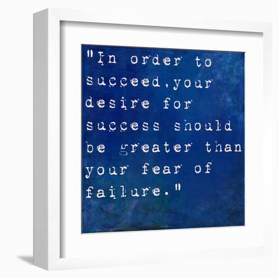 Inspirational Quote By Bill Cosby On Earthy Blue Background-nagib-Framed Art Print