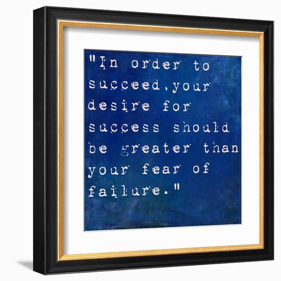 Inspirational Quote By Bill Cosby On Earthy Blue Background-nagib-Framed Art Print