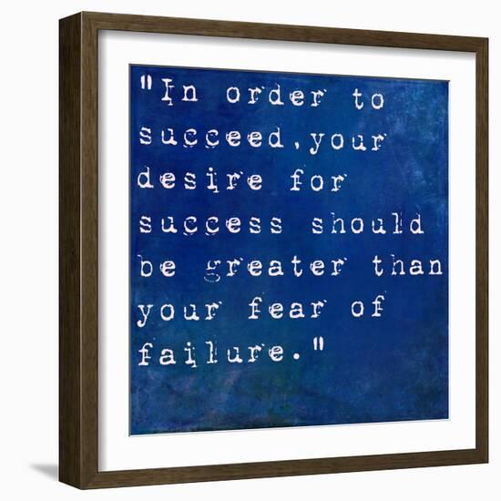 Inspirational Quote By Bill Cosby On Earthy Blue Background-nagib-Framed Art Print