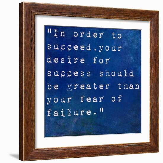 Inspirational Quote By Bill Cosby On Earthy Blue Background-nagib-Framed Art Print