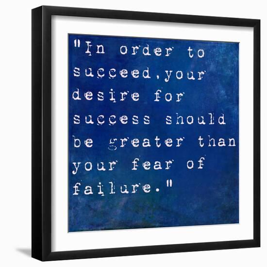 Inspirational Quote By Bill Cosby On Earthy Blue Background-nagib-Framed Art Print