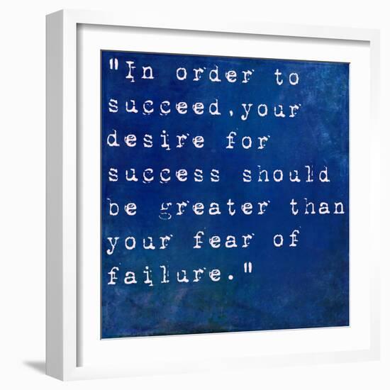 Inspirational Quote By Bill Cosby On Earthy Blue Background-nagib-Framed Art Print