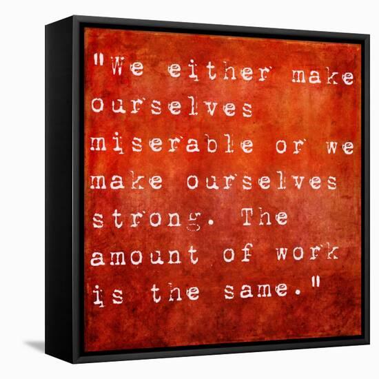 Inspirational Quote By Carlos Castaneda On Earthy Red Background-nagib-Framed Stretched Canvas