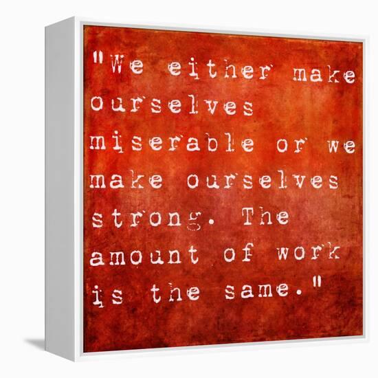 Inspirational Quote By Carlos Castaneda On Earthy Red Background-nagib-Framed Stretched Canvas