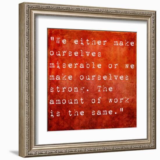 Inspirational Quote By Carlos Castaneda On Earthy Red Background-nagib-Framed Art Print